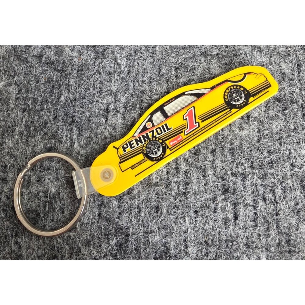 Pennzoil Racing Car Keychain - Yellow & Black - NASCAR Design